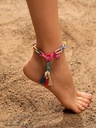 1pc Colorful Tassel & Flower Design Chain Anklet With Clasp For Women