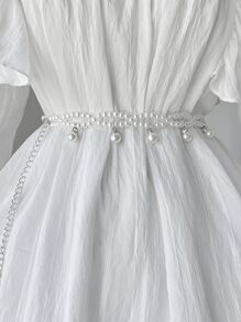 1pc White Faux Pearl Waist Chain, Minimalist & Practical Multi-Use