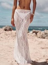 Opulessa Casual Solid Color Knitted Lace Low Waist Bodycon Mermaid Skirt