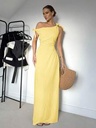 Siren Gaze Women's Summer Solid Color Asymmetric Neck Ruched Elegant Dress