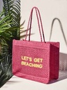 SHEIN VCAY Vacation Casual Letter Embroidery Hollow-Out Tote Bag