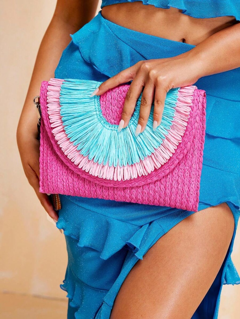 SHEIN SXY Ladies, Women Clutchs ,Straw Bag,Fashionable, Elegant , Simple, Personality, For Beach,Vacation,Holiday,Summer, Seaside