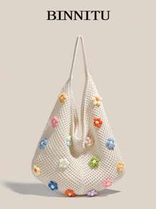 Summer New Beach Holiday Style Casual Fashion Straw Tote Bag For Women, Large Capacity Shoulder Shopping Handbag