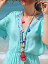 Handmade Bohemian Colorful Ombre Tassel Long Necklace With Beads And Shell
