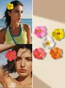 5pcs Hibiscus Flower Hair Clips For Women, Hawaiian Style Floral Hair Accessories