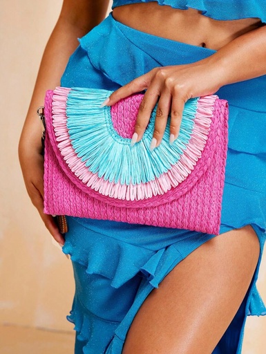 SHEIN SXY Ladies, Women Clutchs ,Straw Bag,Fashionable, Elegant , Simple, Personality, For Beach,Vacation,Holiday,Summer, Seaside