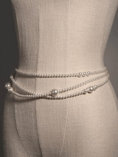 1pc Elegant Premium White Pearl Waist Chain Summer