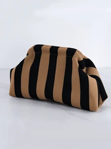Retro Vintage Color Blocking Striped Clutch Bag, Classic Vacation Style